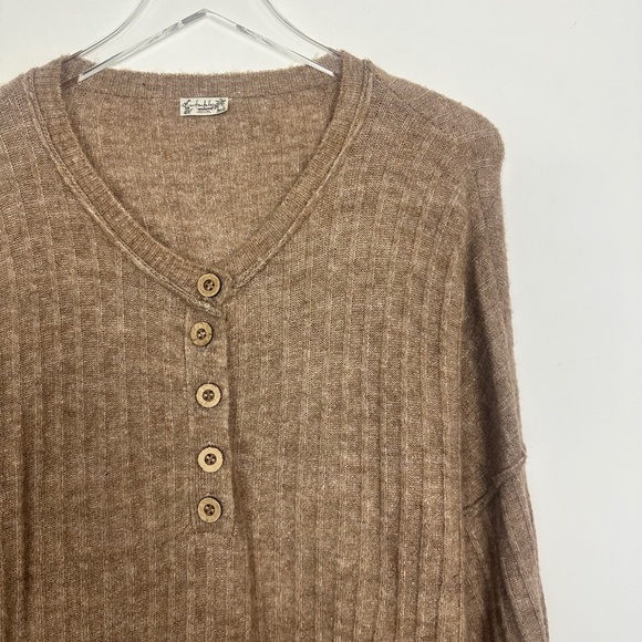Free People Around The Clock Pullover in Oatmeal Brown Small - Picture 6 of 10